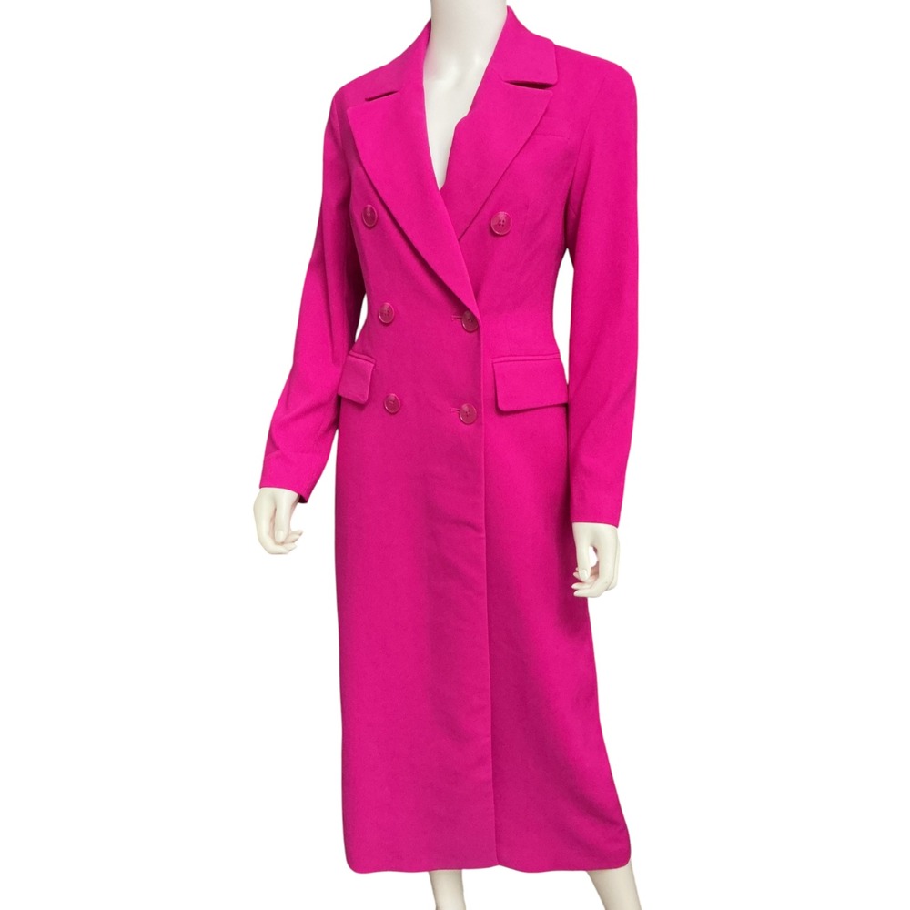 Express Maxi Buttoned Trench Coat Blazer Dress XS Hot Pink Double Breasted $248
